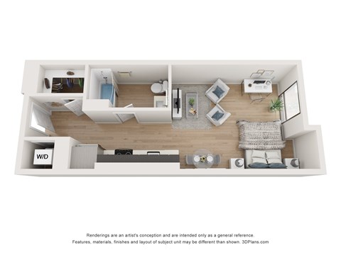 Floor plan for studio, 1 bath, 540 sqft